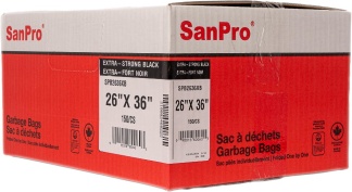 SanPro® Black Polyethylene Garbage Bags 26''x36'' Extra-Strong CS/150.